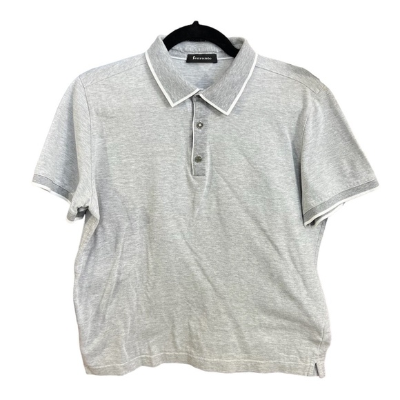 Ferrante Italy grey cotton pique short sleeve polo golf shirt - Picture 3 of 12